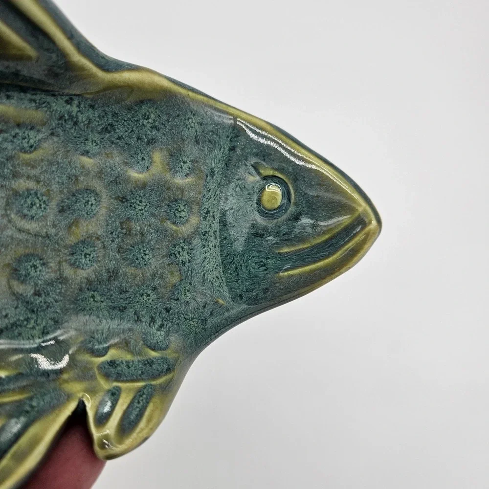 Handmade & Painted Clay Fish Decor/tray Signed Cabin Chic